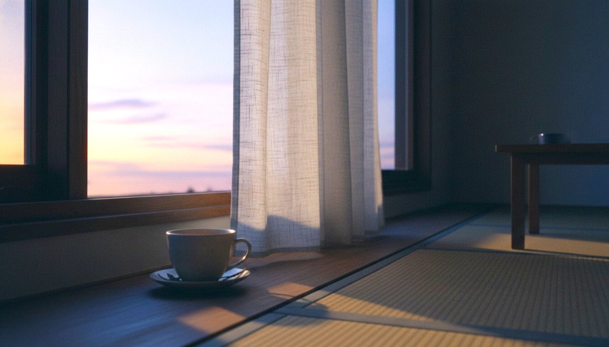 窓辺でひと休みしている様子